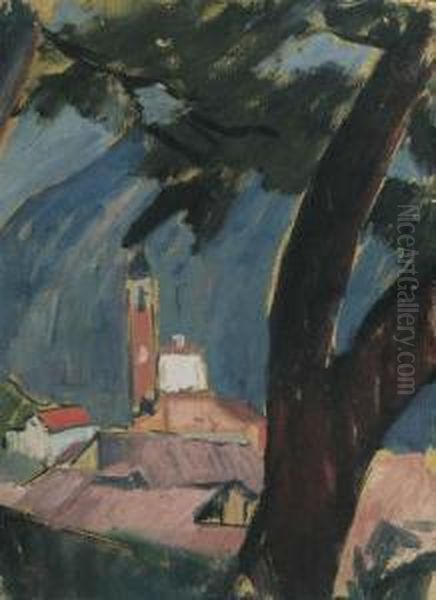 Carona Oil Painting by Paul Basilius Barth