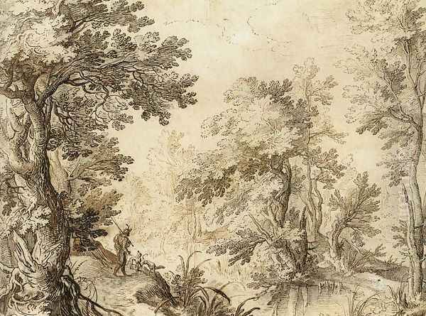 A Forest Pool 1595-1600 Oil Painting by Paul Bril