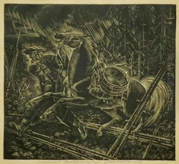 Ucieczka Przed Burza, 1933 R. Oil Painting by Edmund Bartlomiejczyk