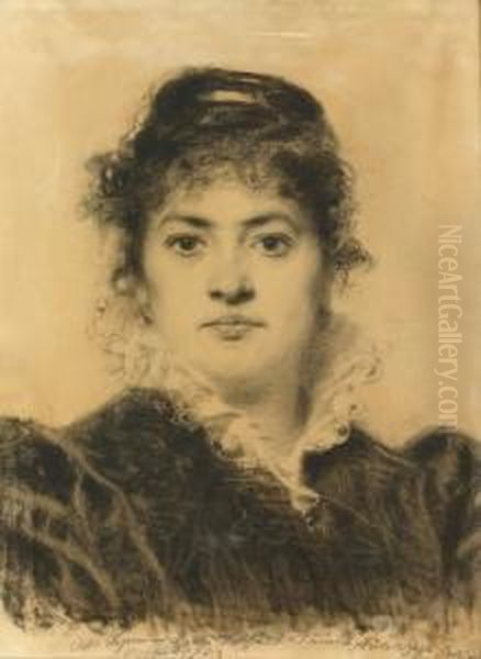 Portrat Einer Dame. Oil Painting by Antonio Barzaghi-Cattaneo