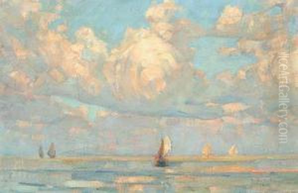Marine With Yachts. Oil Painting by Richard Baseleer