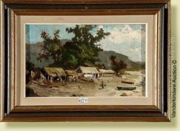 Village Africain Oil Painting by Alfred Bastien