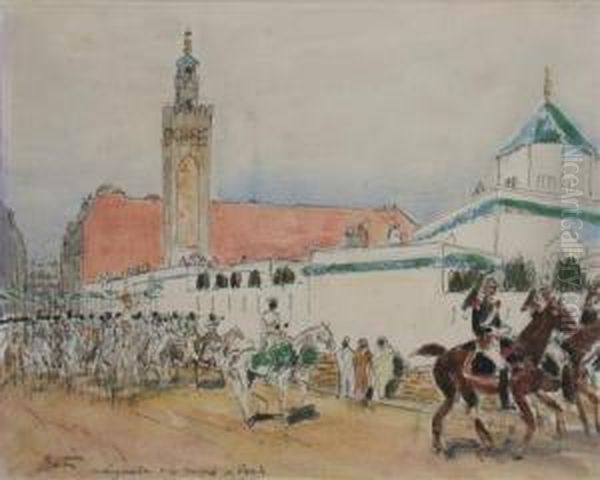 The Inauguration Of A Mosque In Paris Oil Painting by Alfred Bastien