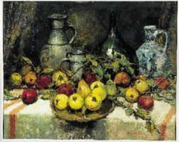 Pommes Et Poires, Circa 1910 Oil Painting by Alfred Bastien