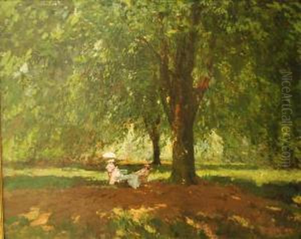 Conversation A L'ombre Du Hetre Oil Painting by Alfred Bastien
