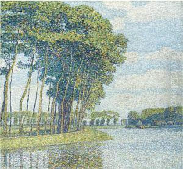 Baume Am Kanal (trees By A Canal) Oil Painting by Paul Baum