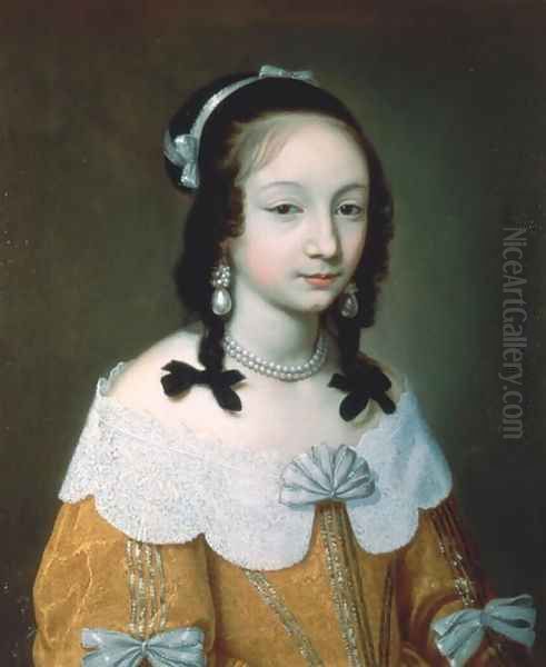 Portrait of a Lady Wearing a Yellow Silk Dress 1646 Oil Painting by Charles Beaubrun