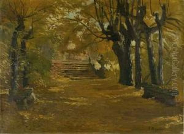 Herbstliche Ansicht Aus Dem Nymphenburger Park. Oil Painting by Fritz Bayerlein
