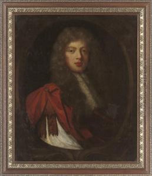 Portrait Of A Gentleman 
Traditionally Identified As George Savile,1st Marquess Of Halifax 
(1633-1695), Bust-length, In Classicalcostume, In A Sculpted Cartouche Oil Painting by Mary Beale