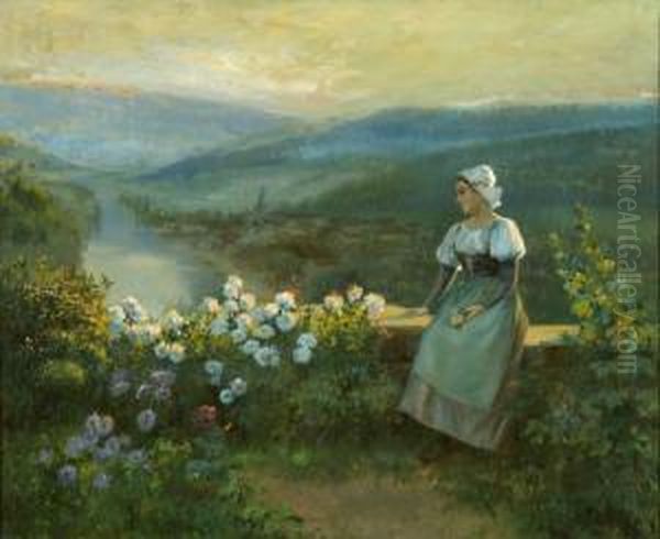 A
Rest In The Garden Oil Painting by Jean Beauduin