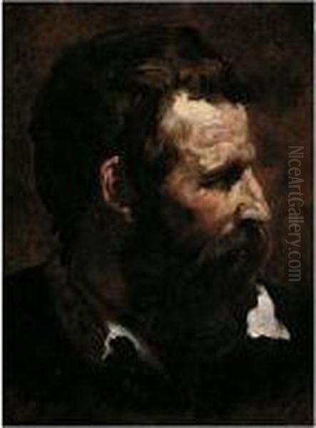 Head Of A Bearded Man In Profile Oil Painting by Domenico Beccafumi