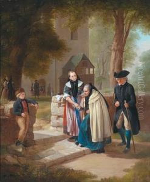 Going To Church Oil Painting by Fritz Beinke