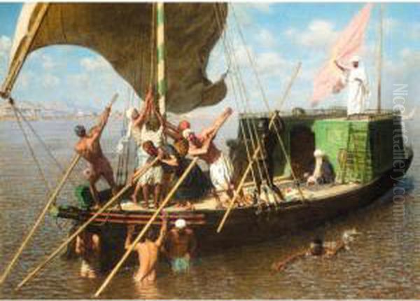 French, 1827-1877 Oil Painting by Leon-Auguste-Adolphe Belly