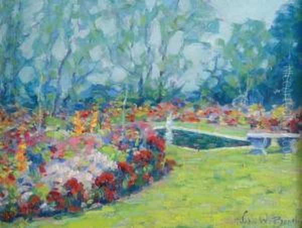 Garden View Oil Painting by John William Bentley