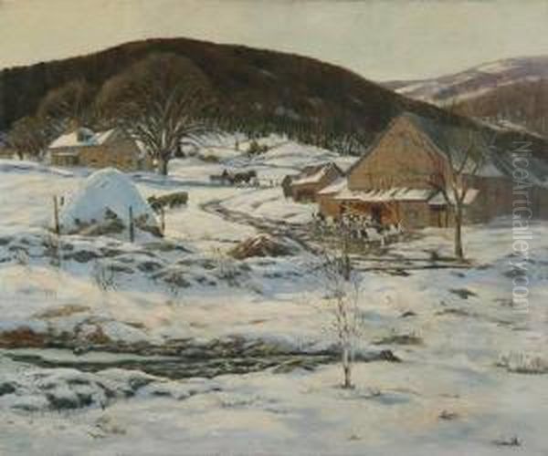 Winter Homestead Oil Painting by John William Bentley