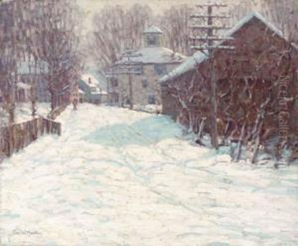 Village Road Oil Painting by John William Bentley