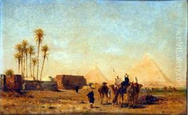 Halte Pres Des Pyramides Oil Painting by Narcisse Berchere