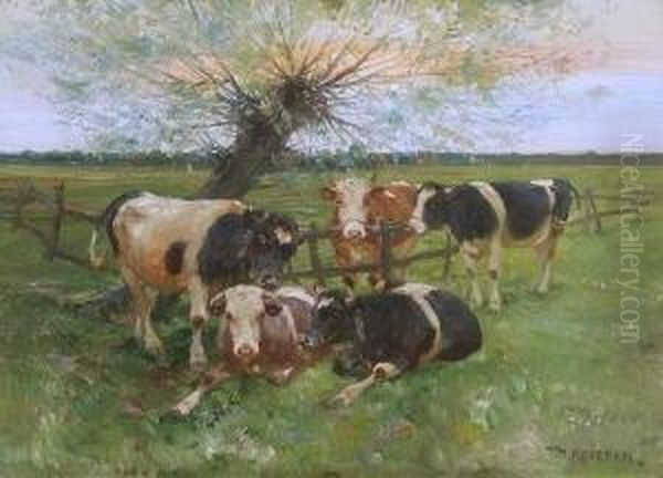 Kuhe Auf Der Weide. Oil Painting by Max Bergmann