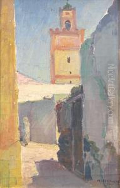 Ruelle Devant Le Minaret Oil Painting by Mariano Bertuchi Nieto