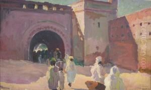 Orientaux A La Porte D'une Ville Marocaine