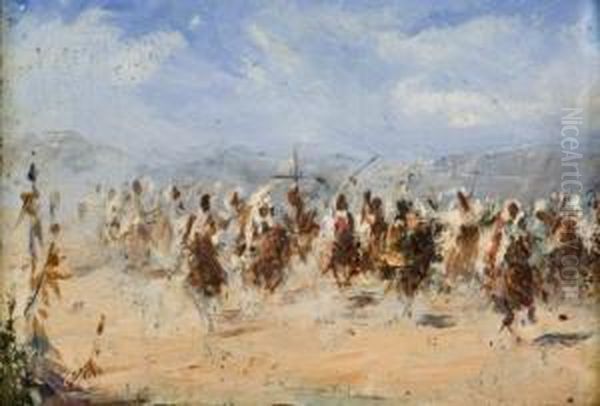 Carga Mora A Caballo Oil Painting by Mariano Bertuchi Nieto