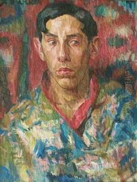 Portrait Eines Jungen Mannes Mit Dem Blick Nach Links. Wahrscheinlich Ein Selbstportrait Oil Painting by Jekabs Bine