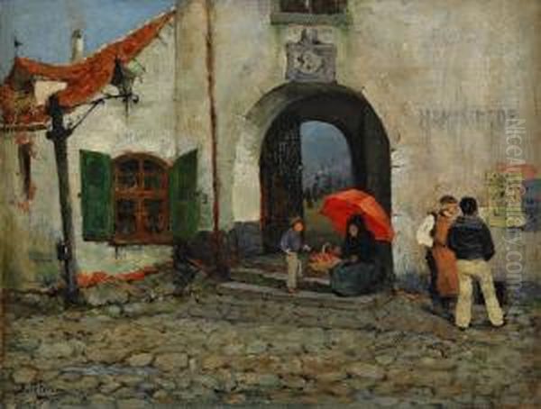 Utanfor Hamnfogdekontoret Oil Painting by Hugo Birger