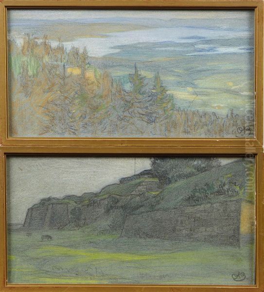 Sommarlandskap Oil Painting by Gustav Oscar Bjorck