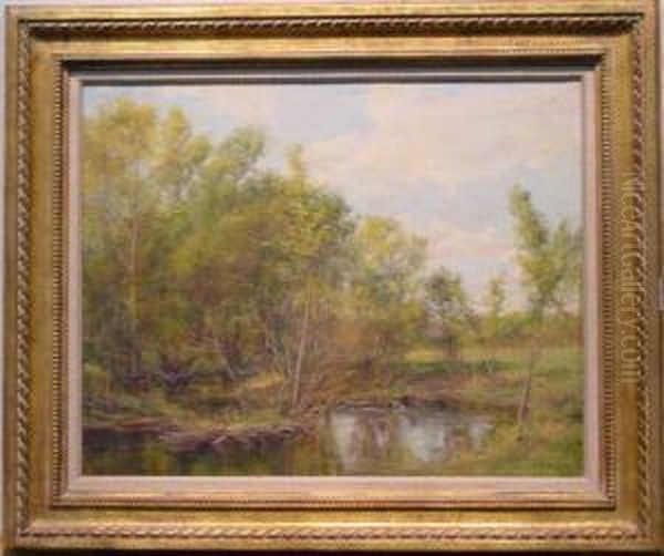 A Bend In The Stream Oil Painting by Olive Parker Black