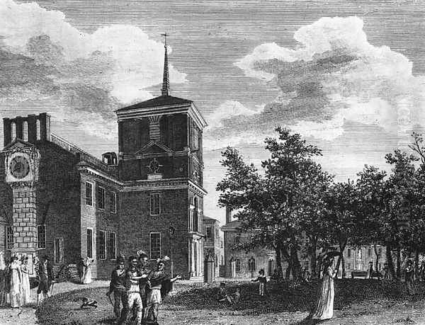 Back of the State House at Philadelphia 1799 Oil Painting by William Russell Birch