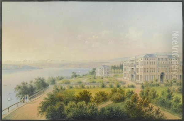 Hotel Baur Au Lac In Zurich. Oil Painting by Ludwig Bleuler