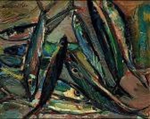 Les Poissons-portrait Oil Painting by Andre Blondel