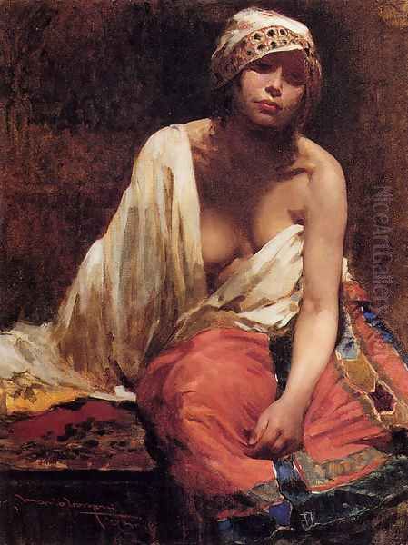 A Harem Beauty Oil Painting by Mario Borgoni