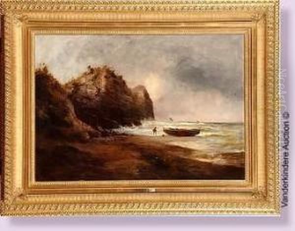 Bord De Mer Anime Aux Falaises De Veules En Normandie Oil Painting by Aleksei Petrovich Bogolyubov
