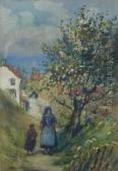 Runswick Bay Oil Painting by James William Booth