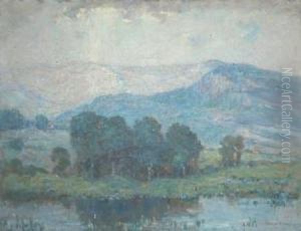 Blue Landscape Oil Painting by Joseph Henry Boston