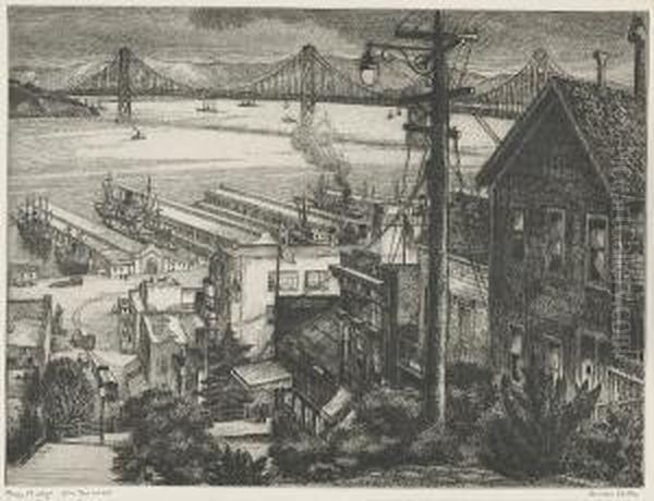 Bay Bridge, San Francisco Oil Painting by Cornelis J. Botke