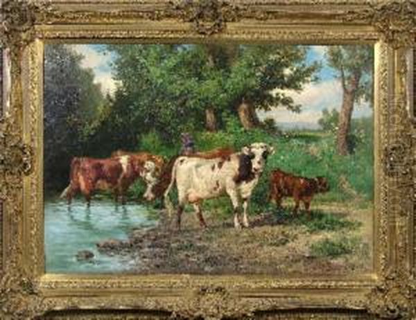 Munchener Tiermaler Hier Oil Painting by Anton Braith
