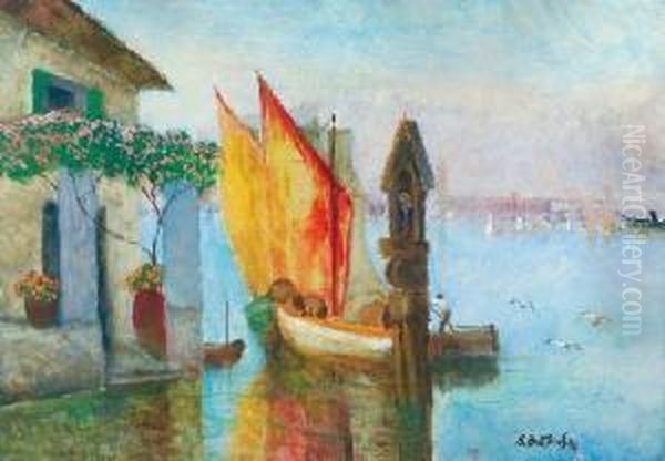 Na Lagunie Weneckiej Oil Painting by Roman Bratkowski