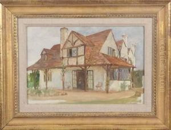Cottage- Surrey Oil Painting by Anna Richards Brewster