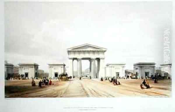 Entrance portico, Euston Grove Station Oil Painting by John Cooke Bourne
