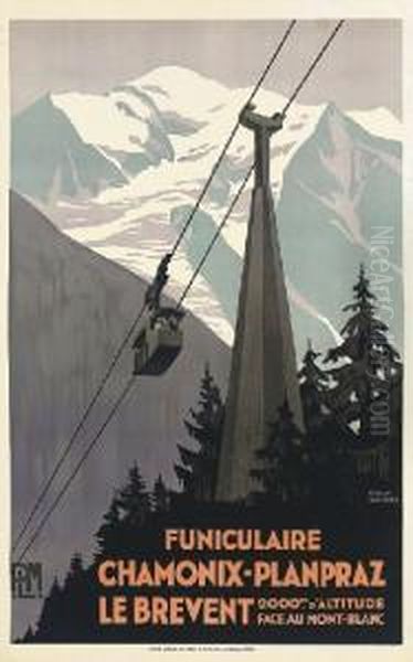 Funiculaire Chamonix-planpraz Oil Painting by Roger Broders