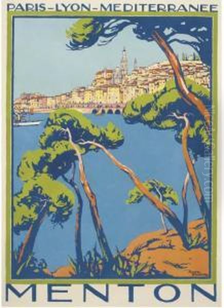 Menton Oil Painting by Roger Broders