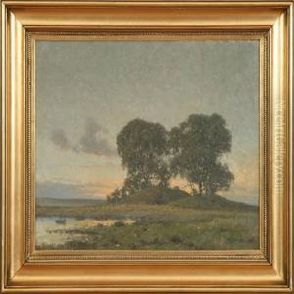 Landscape At Sunset Oil Painting by Alfred K. Harald Broge