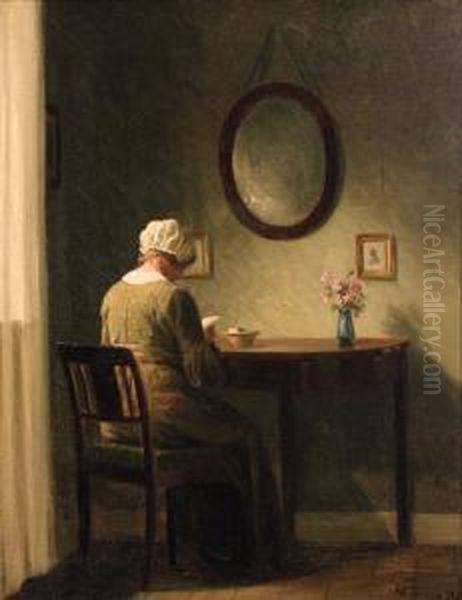 Reading The Letter Oil Painting by Alfred K. Harald Broge