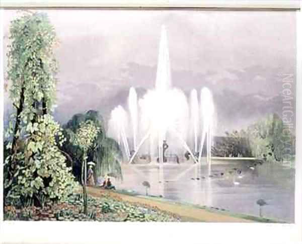 The River Horse Fountain, Enville Oil Painting by E. Adveno Brooke