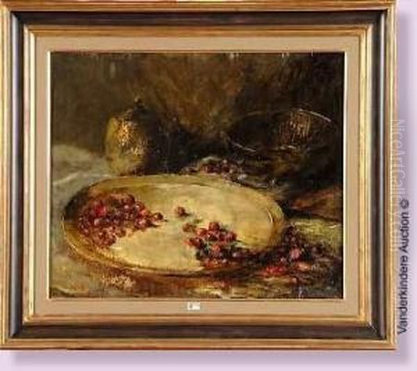 Nature Morte Aux Cerises Oil Painting by Jules Brouwers
