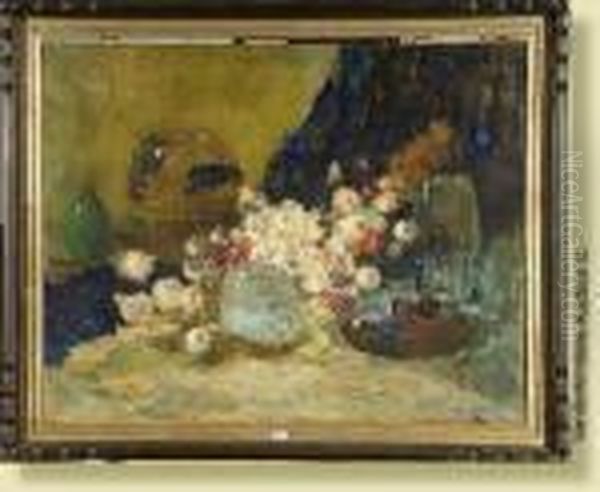 Nature Morte Aux Fleurs Oil Painting by Jules Brouwers
