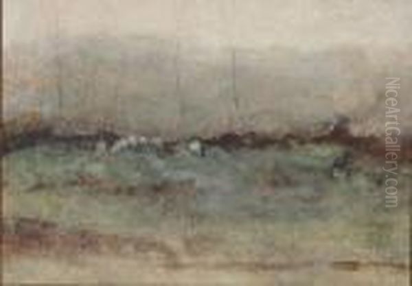 Vaches Au Pre Oil Painting by Jules Brouwers