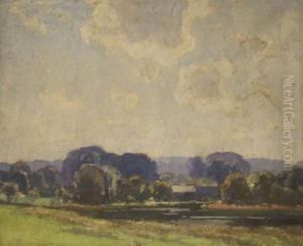 River Landscape Oil Painting by John Alfred Arnesby Brown